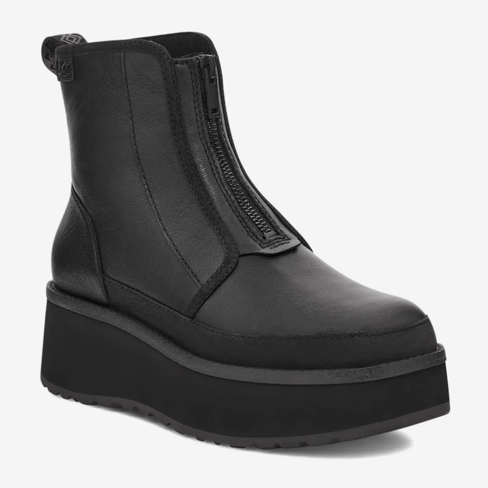 UGG black leather Cityfunc zip front platform boot size 6 new w/out tag
